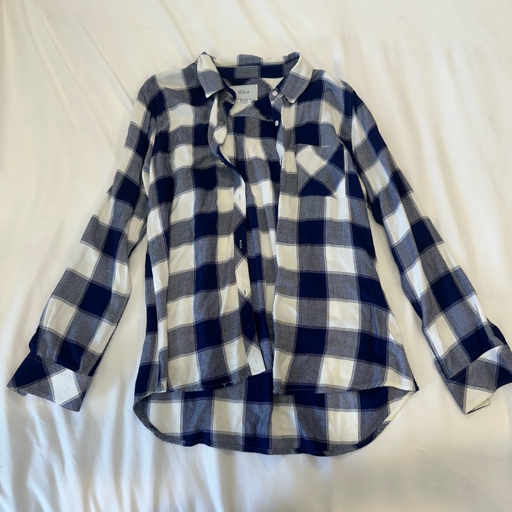 Rails Blue and White Plaid Button Down Shirt